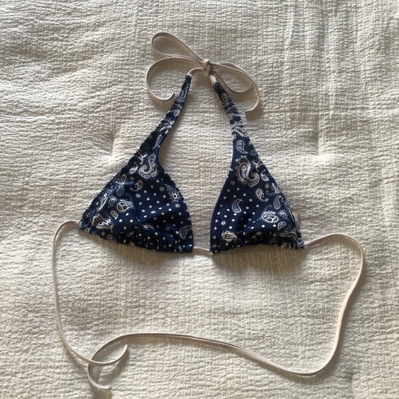 Arizona Jean Co Blue Triangle Halter Bikini Top - Picture 1 of 8